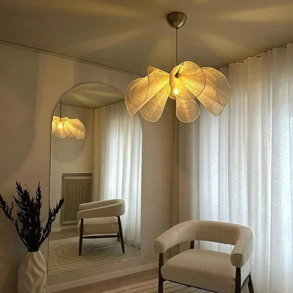 Architektonische Stoff-Schicht-Pendelleuchte – Minimalistischer Boho Stoff-Kronleuchter