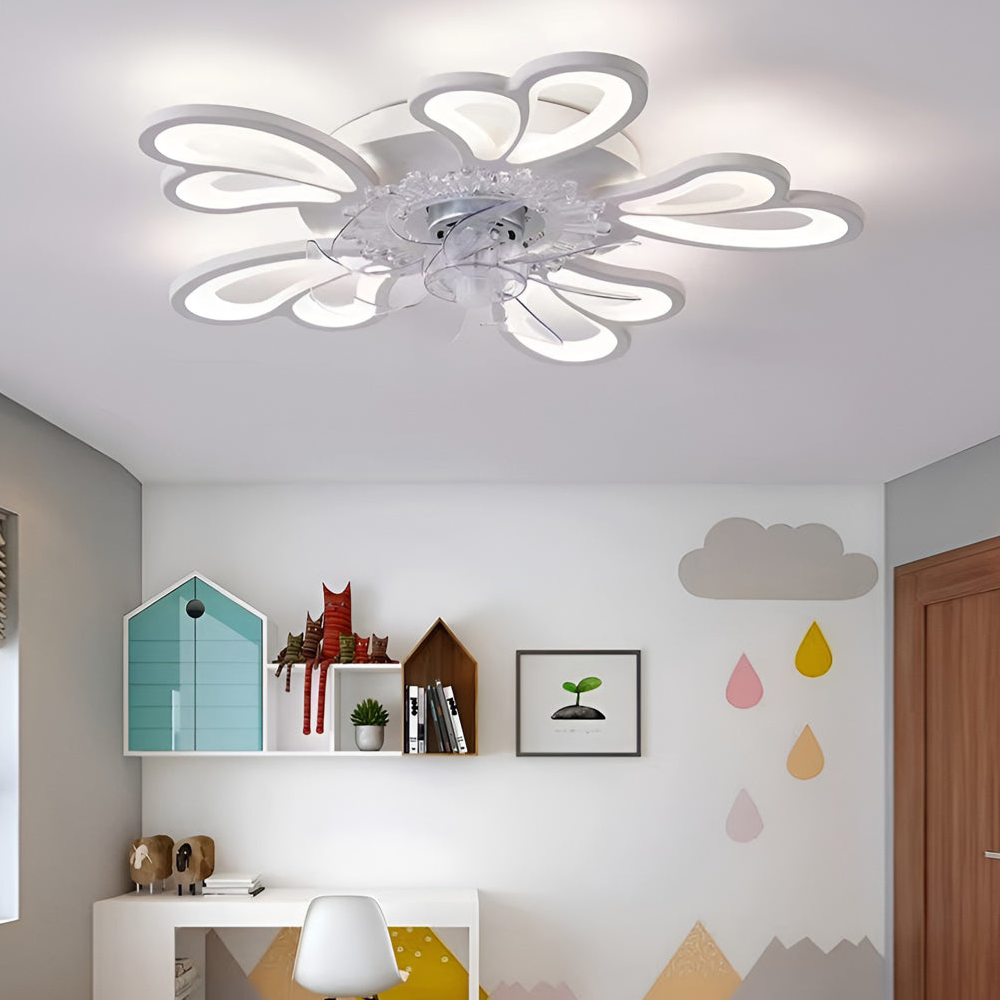 Deckenventilator zum Einbau mit Licht und integrierter LED-Beleuchtung – Moderner Kunststil