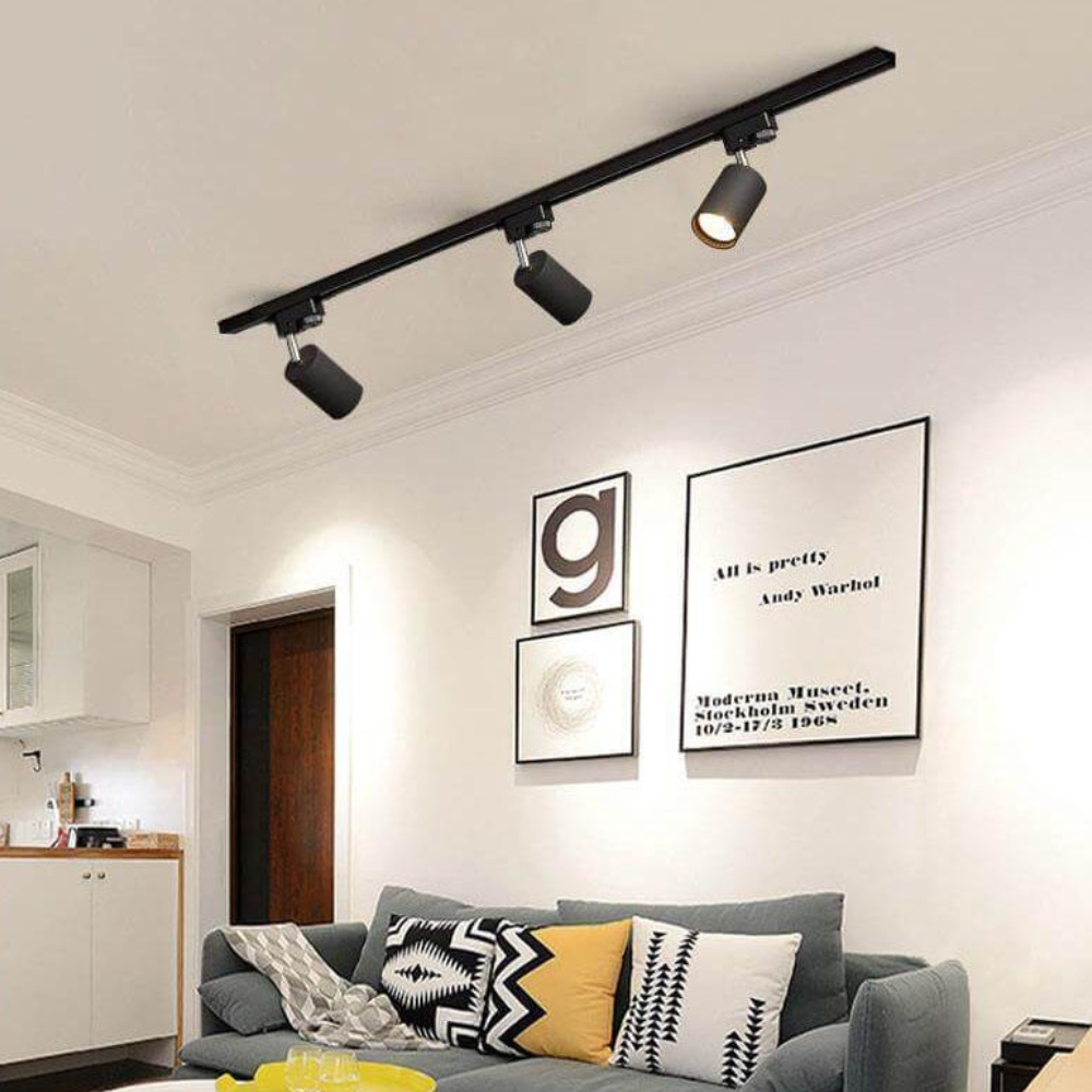 LED Track Lighting System with Adjustable Spotlights - Modern Industrial