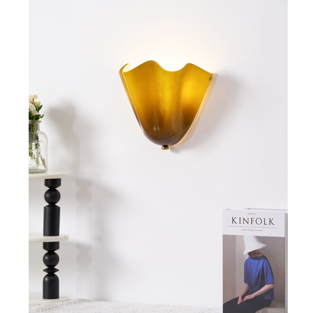 Moderne Glas-Wandlampe mit Rüschen - Organische blühende Blumen-Wandlampe