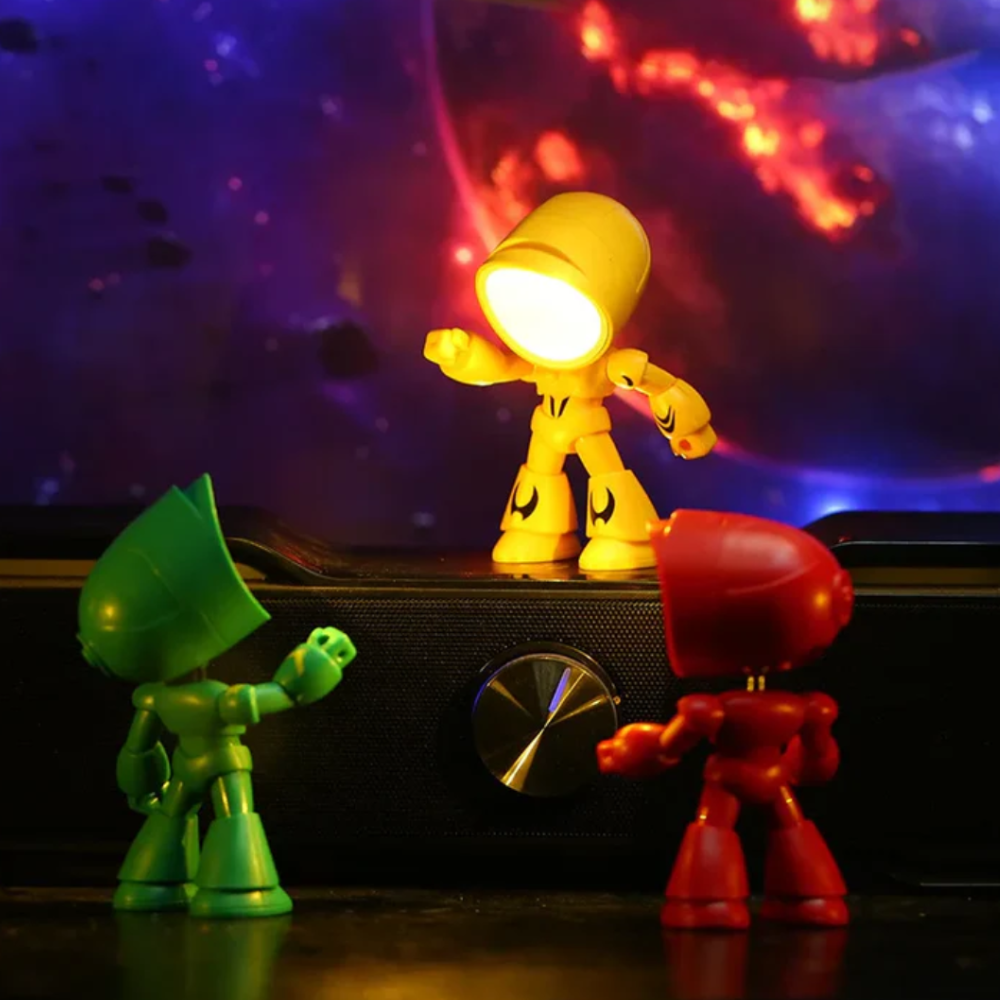 Lampe Mini LED Moderne Inspirée des Robots - Veilleuse d'Accent au Caractère Ludique