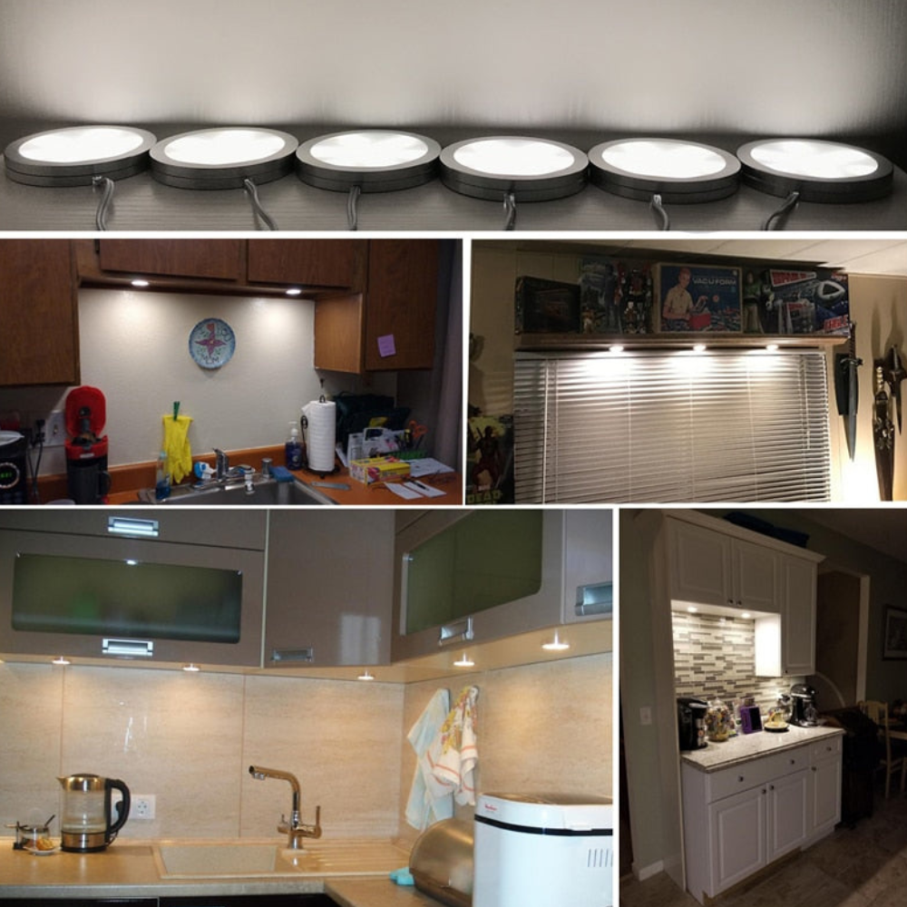LED-Pucklichter mit kabelloser Fernbedienung und Dimmer – 120 Grad breiter Lichtstrahl