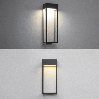 Modern Geometric Outdoor Wall Sconce - LED Linear Rectangular Lantern
