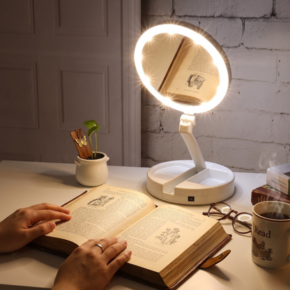 Led makeup mirror with Circular Halo Radiance - Modern Minimalist
