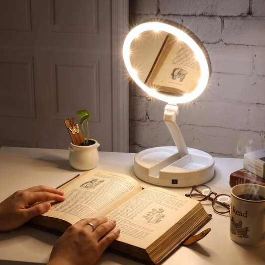 Miroir de maquillage LED avec halo circulaire lumineux - Moderne et minimaliste