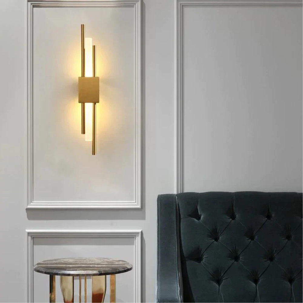 Art Deco Vertical Wall Sconce with Parallel Rods - Modern Style