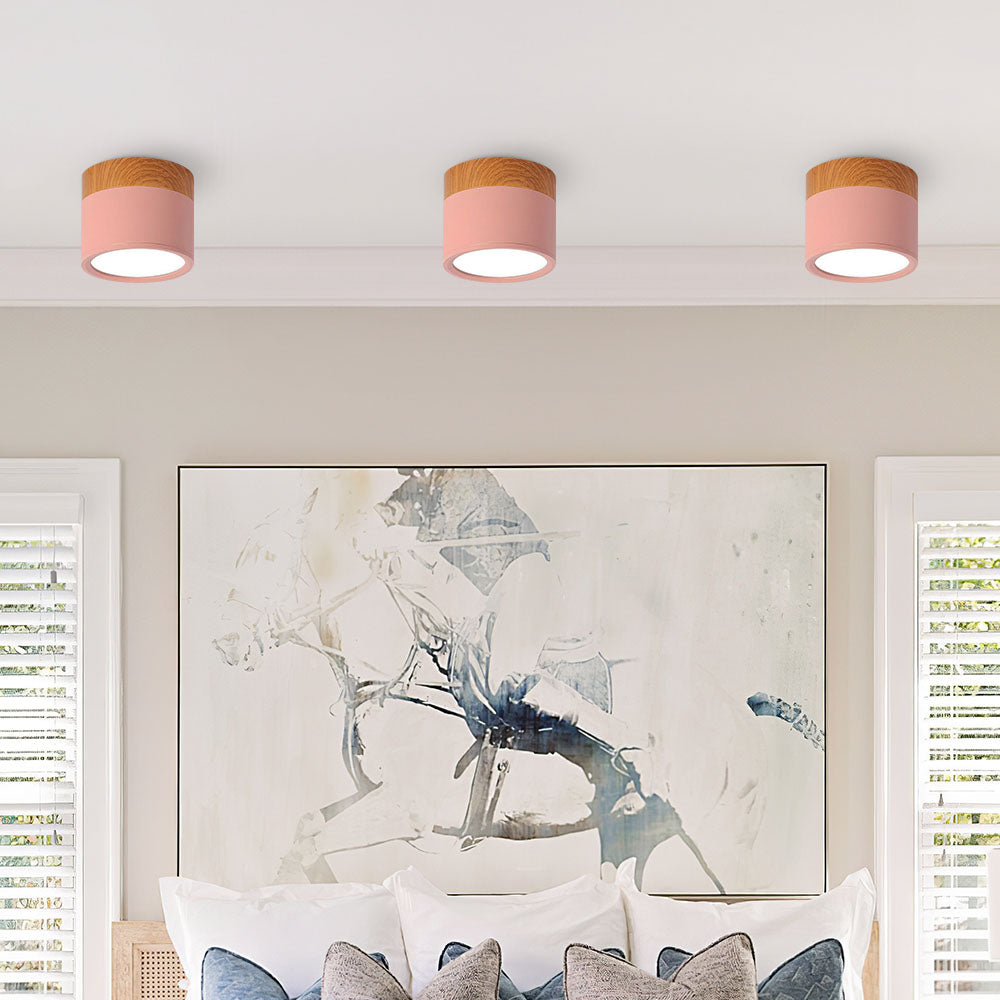 Button Wood Ceiling Light