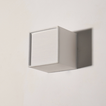 LED Cube Wall Sconce with Fabric Shade - Modern Japandi Style White