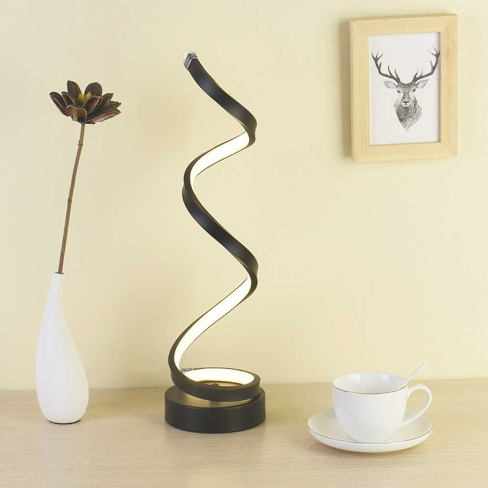 Lampe de table spirale moderne à DEL rechargeable par USB - Éclairage d'ambiance réglable