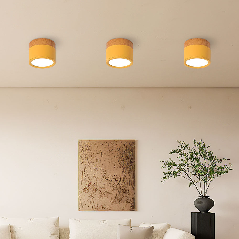 Button Wood Ceiling Light