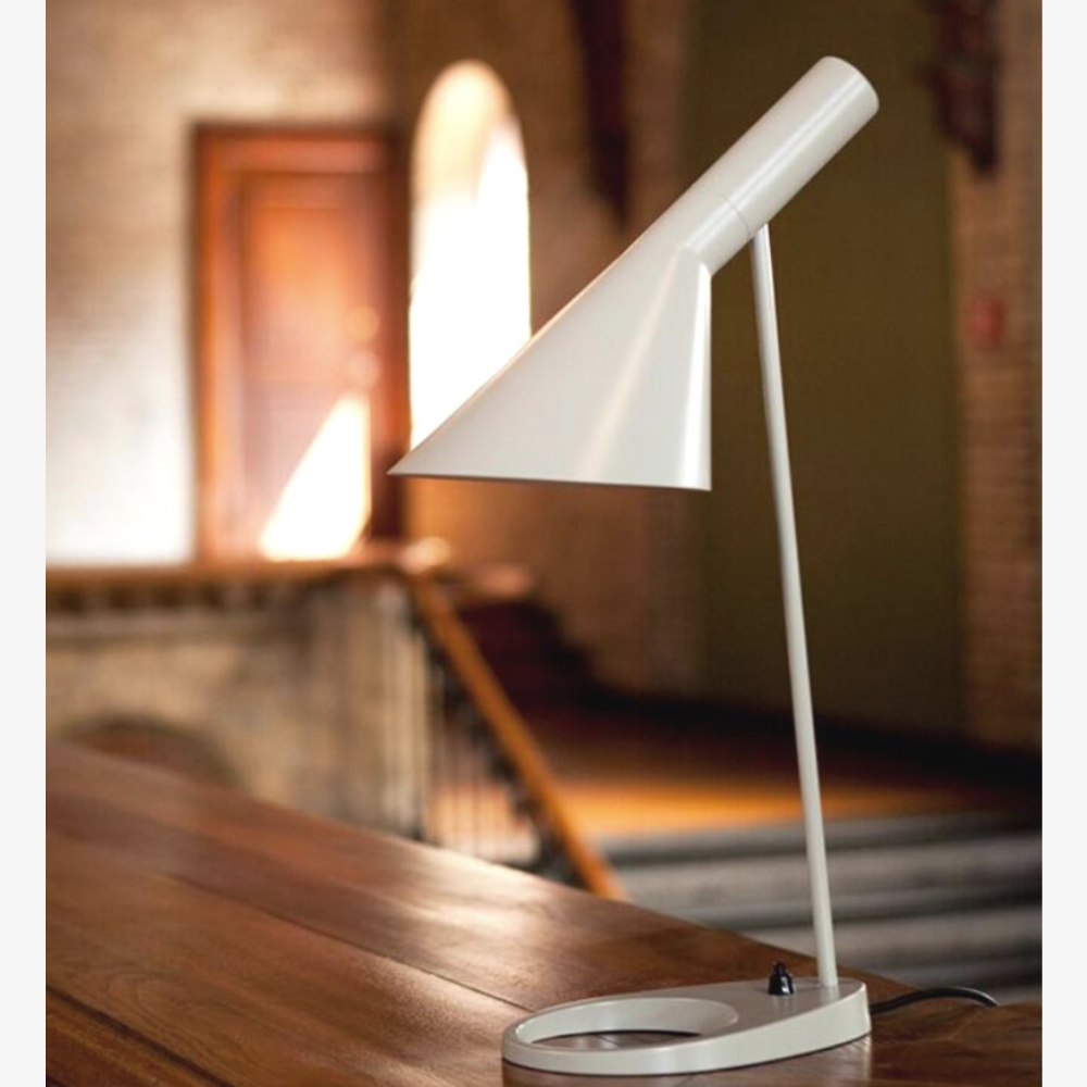 Metal Desk Lamp with Tilting Tapered Shade - Mid Century Modern