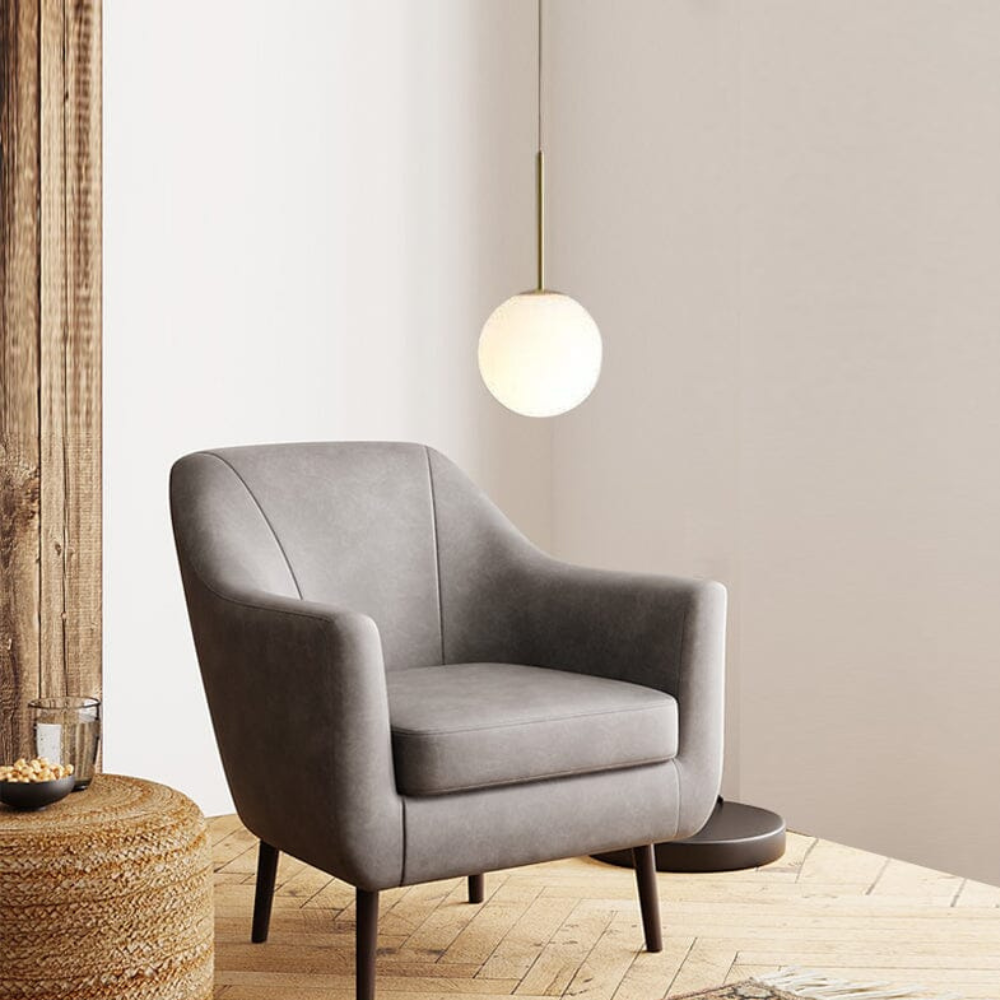 Mattierte Glas-Kugel-Hängeleuchte mit minimalistischem Gestell – verschiedene Formen