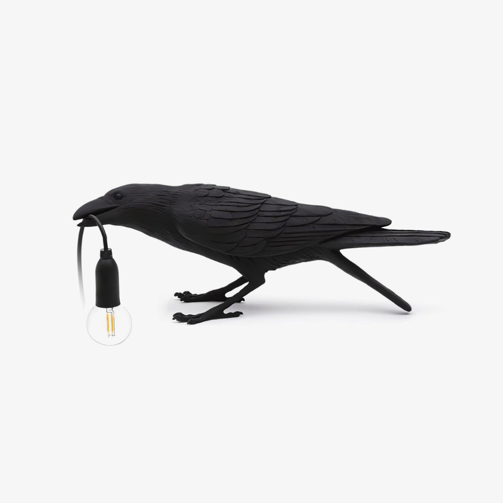 Modern Raven Table Lamp - Resin Bird Sculpture Light for Home Decor