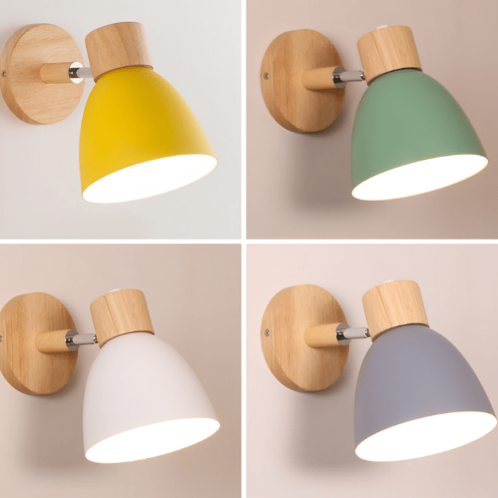 Nordische matte Wandleuchte mit Naturholz – moderne schwenkbare Arbeitsleuchte