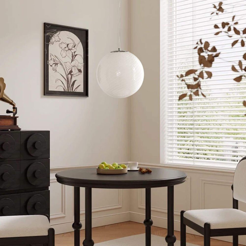 Colored Glass Globe Hanging Lamp with Swirled Pattern Modern Style