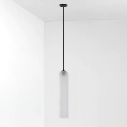 Cylinder Glass Pendant Light with Metal Downrod - Modern Art Deco