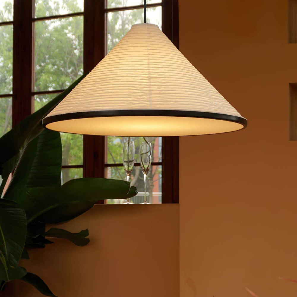Japanese Washi Paper Pyramid Pendant Light - Japandi Style Decor
