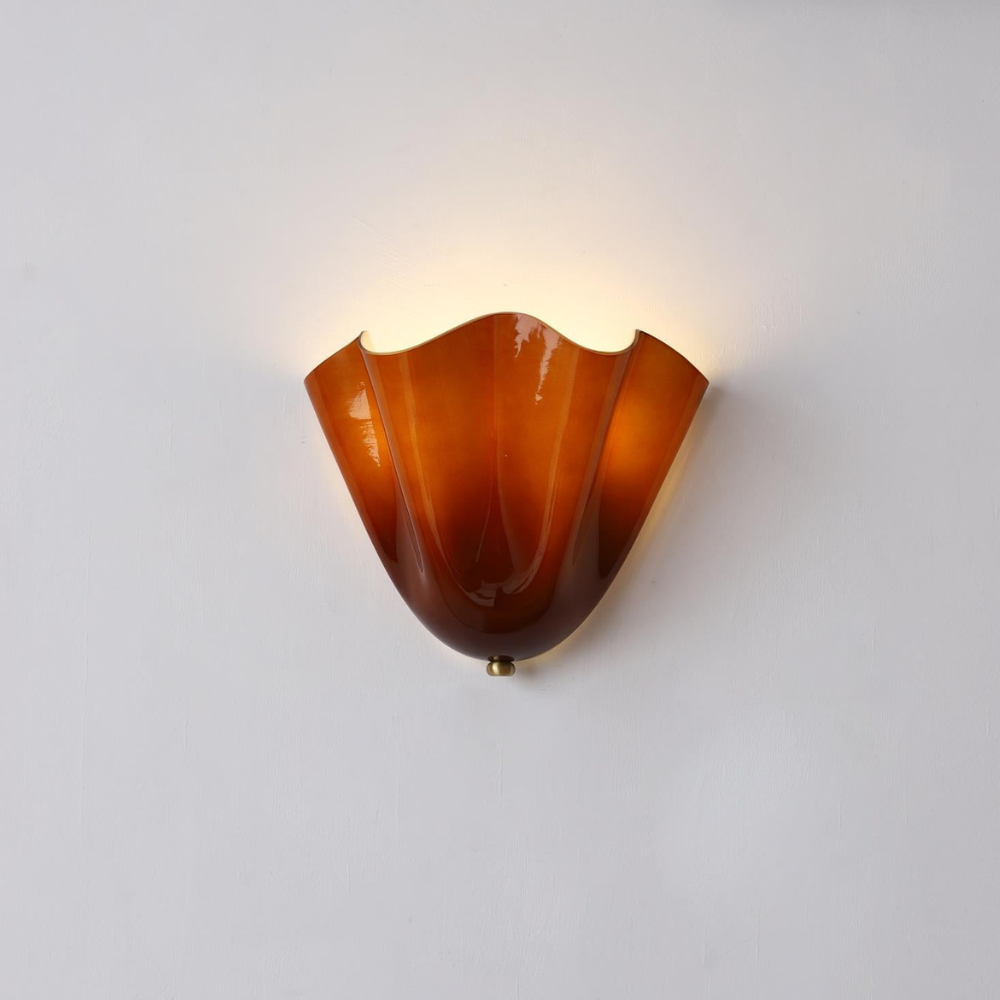 Moderne Glas-Wandlampe mit Rüschen - Organische blühende Blumen-Wandlampe
