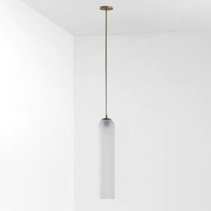 Cylinder Glass Pendant Light with Metal Downrod - Modern Art Deco