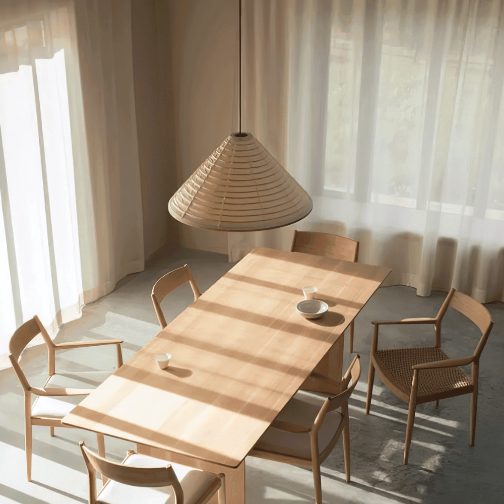 Japanese Washi Paper Pyramid Pendant Light - Japandi Style Decor