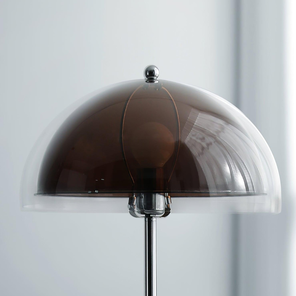 Stehlampe mit doppellagigem Acrylkuppel-Schirm und verchromtem Metallständer