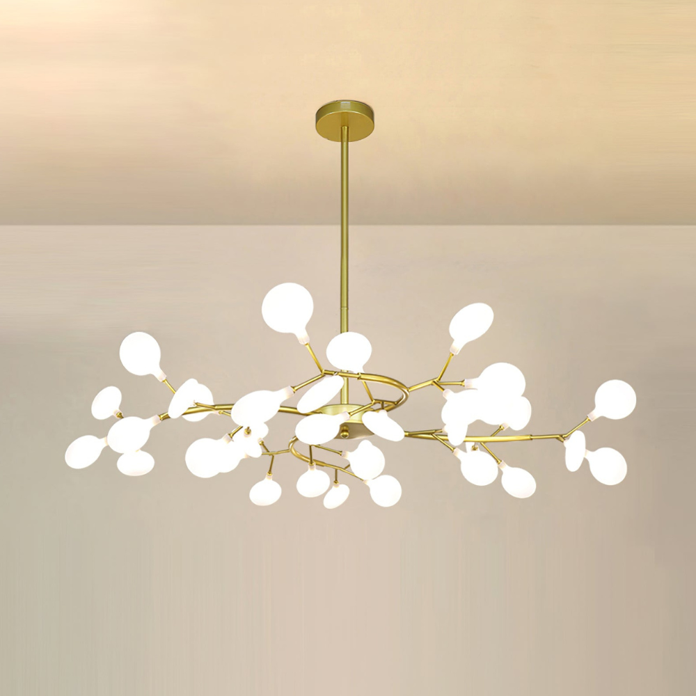 Sputnik-Kronleuchter mit Glasblütenzweigen – Modernes Mid-Century-Design