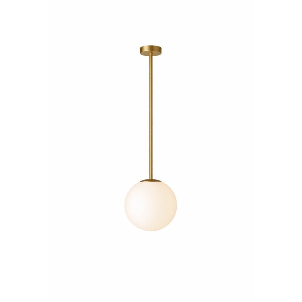 Chandelier with Arched Arms and Frosted Globes - Modern Mid Century