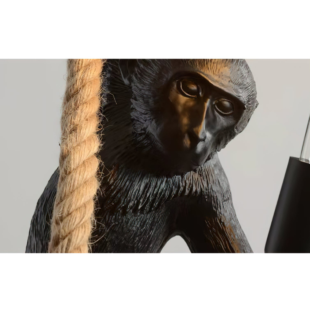 Verspielter Kletteraffen-Seilanhänger – Skulpturale Tierkunst Hängelampe