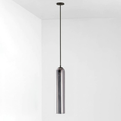 Cylinder Glass Pendant Light with Metal Downrod - Modern Art Deco