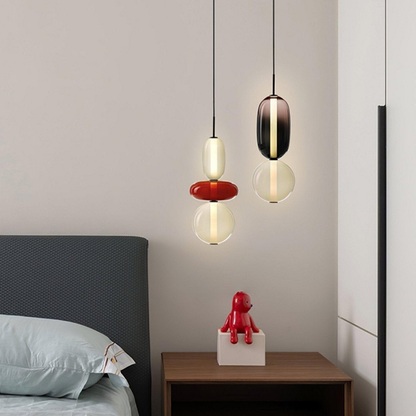 Stacked Glass Pendant Light with Geometric Tiers - Art Deco Style