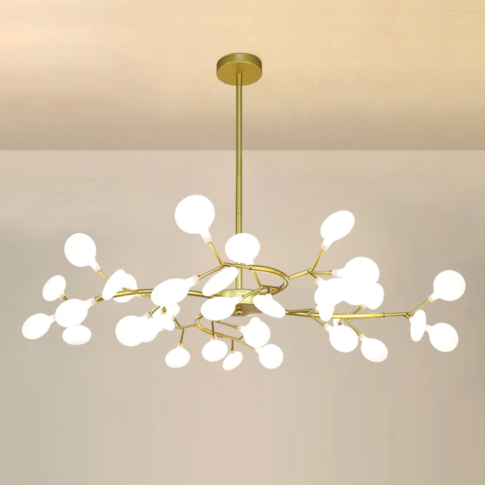 Sputnik-Kronleuchter mit Glasblütenzweigen – Modernes Mid-Century-Design