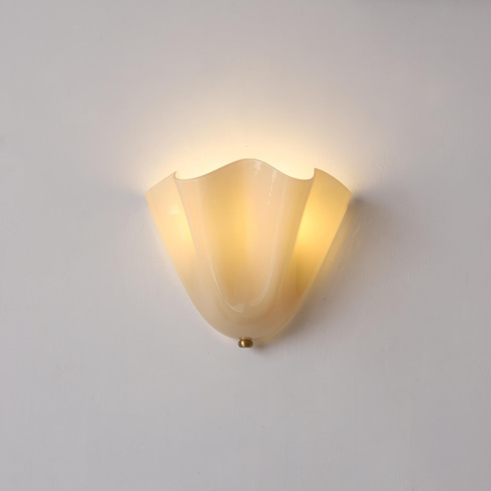 Moderne Glas-Wandlampe mit Rüschen - Organische blühende Blumen-Wandlampe