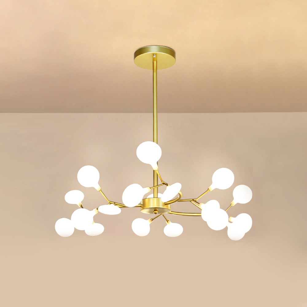 Sputnik-Kronleuchter mit Glasblütenzweigen – Modernes Mid-Century-Design