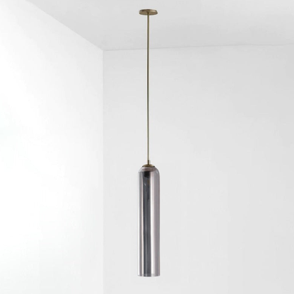 Cylinder Glass Pendant Light with Metal Downrod - Modern Art Deco