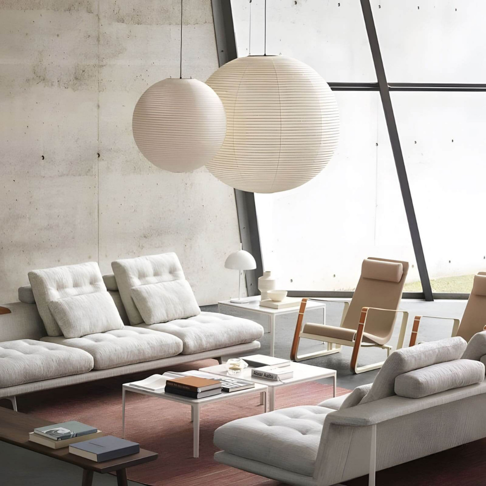 Japanese Paper Lantern Pendant Light - Washi Paper Globe Ceiling Lamp