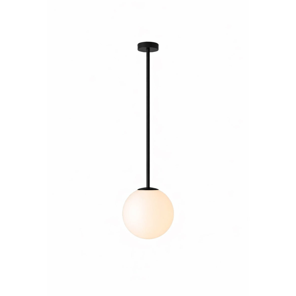 Chandelier with Arched Arms and Frosted Globes - Modern Mid Century