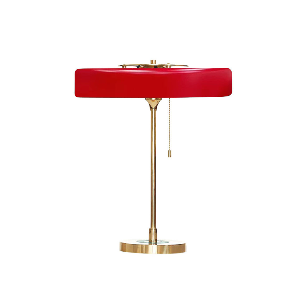 Tischlampe aus gesponnenem Metall mit Zugkette und Acryl-Diffusor – Industrial