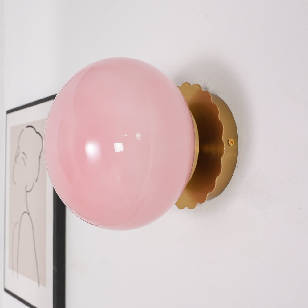 Frosted Sphere Wall Light with Metallic Base - Modern Vintage Design
