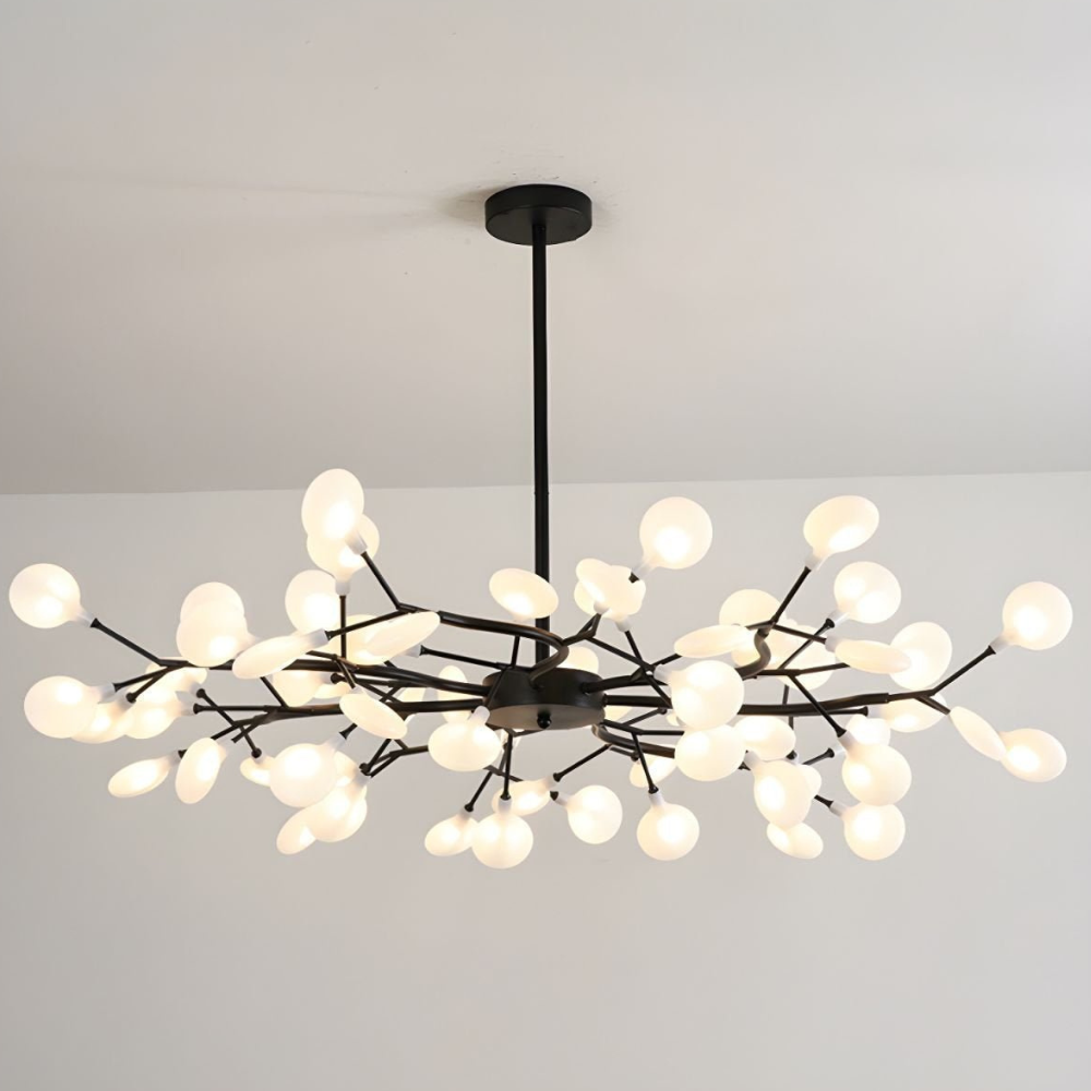 Sputnik-Kronleuchter mit Glasblütenzweigen – Modernes Mid-Century-Design