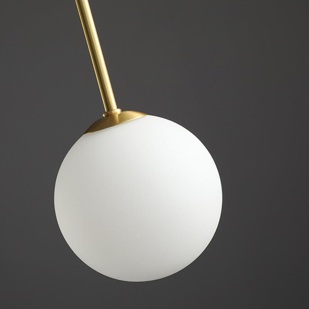 Chandelier with Arched Arms and Frosted Globes - Modern Mid Century