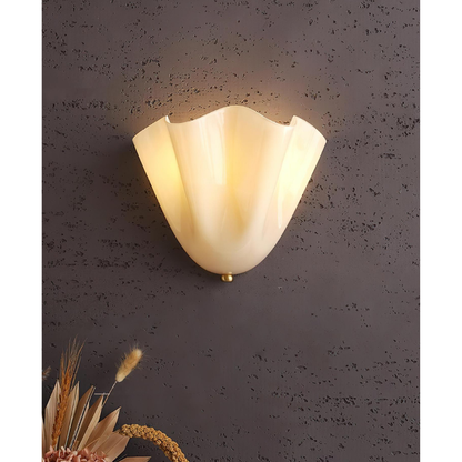 Modern Ruffled Glass Wall Sconce - Organic Blooming Flower Wall Lamp