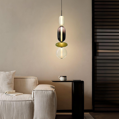 Stacked Glass Pendant Light with Geometric Tiers - Art Deco Style