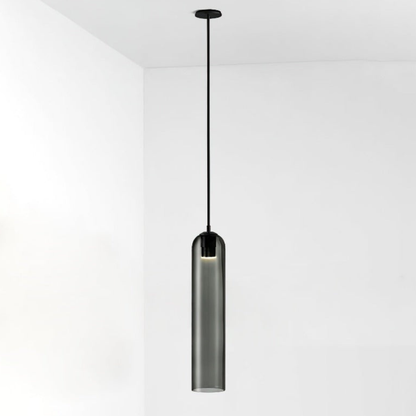 Cylinder Glass Pendant Light with Metal Downrod - Modern Art Deco