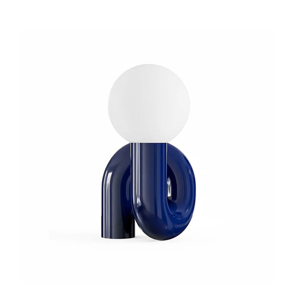 Curved Resin Accent Lamp with White Globe - Playful Contemporary Decor