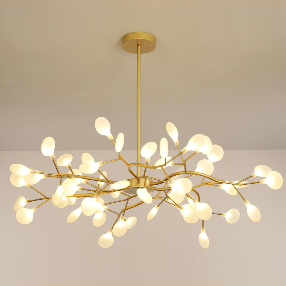 Sputnik-Kronleuchter mit Glasblütenzweigen – Modernes Mid-Century-Design