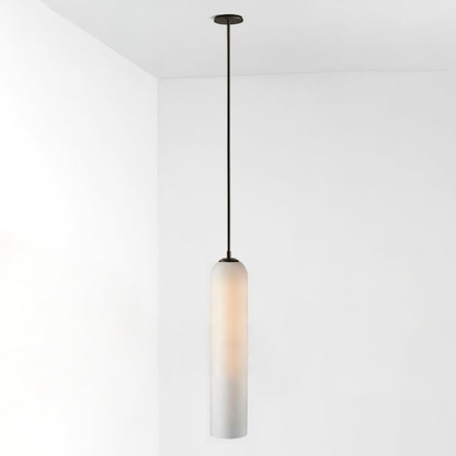 Cylinder Glass Pendant Light with Metal Downrod - Modern Art Deco