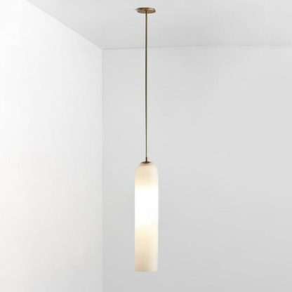 Cylinder Glass Pendant Light with Metal Downrod - Modern Art Deco