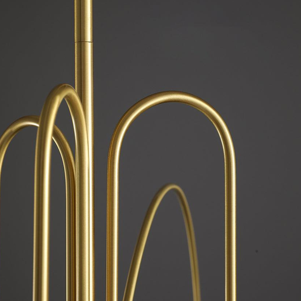 Chandelier with Arched Arms and Frosted Globes - Modern Mid Century