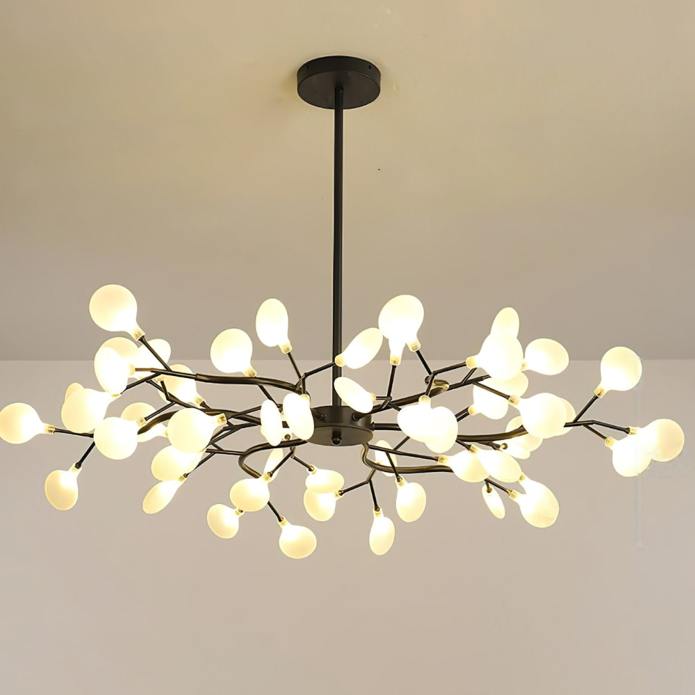 Sputnik-Kronleuchter mit Glasblütenzweigen – Modernes Mid-Century-Design
