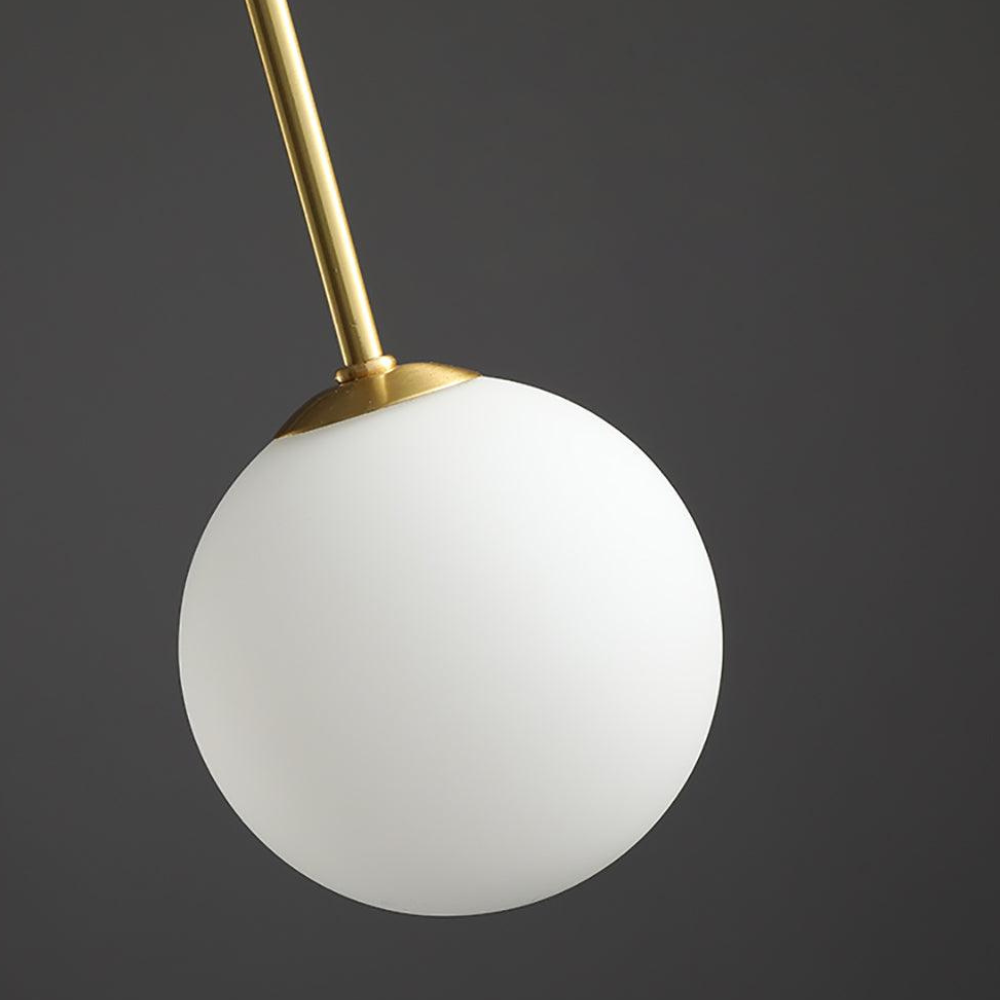 Chandelier with Arched Arms and Frosted Globes - Modern Mid Century
